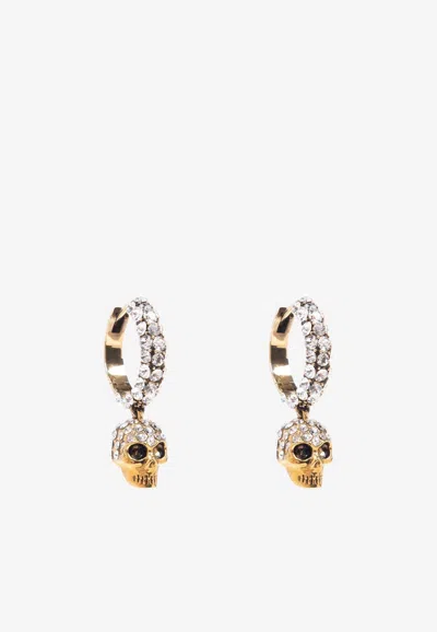 Alexander Mcqueen Skull Pendant Stud Earrings In Gold