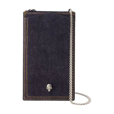 Alexander Mcqueen Skull Phone Case In Blue