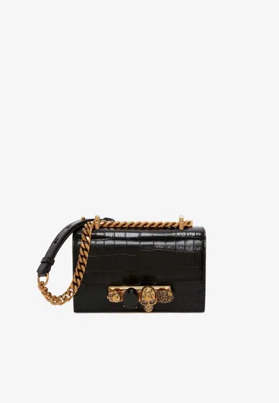 Alexander Mcqueen Skull Plaque Crossbody Bag In Black