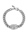 Alexander Mcqueen Skull-plaque Curb-chain Bracelet In Metallic