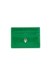Alexander Mcqueen Skull-plaque Logo-print Cardholder In Green
