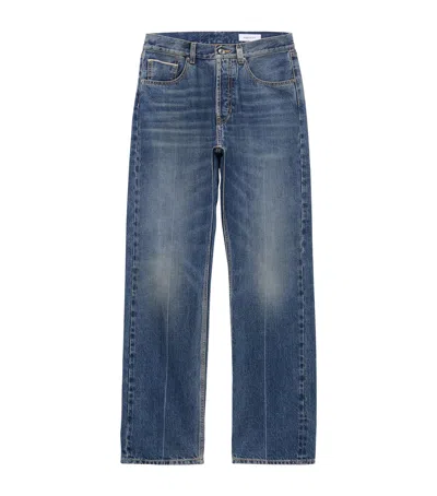 Alexander Mcqueen Mcqueen Skull Straight Leg Jeans In Blue Washed