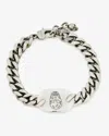 Alexander Mcqueen Skull Plate Bracelet In Metallic