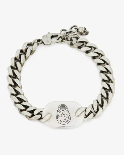 Alexander Mcqueen Skull Plate Bracelet In Metallic