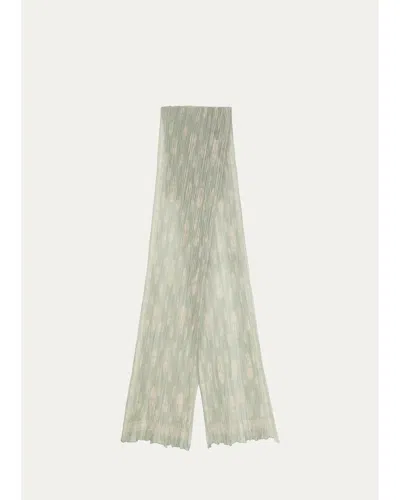 Alexander Mcqueen Skull Pleated Silk Georgette Scarf In Cameo/ivor