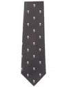 Alexander Mcqueen Skull Polka Dots Silk Tie In Black