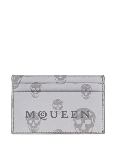 Alexander Mcqueen Skull Print Cardholder In Gray