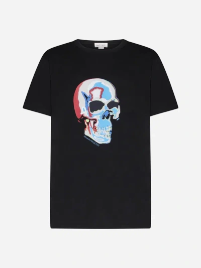 Alexander Mcqueen Printed Cotton-jersey T-shirt In Black