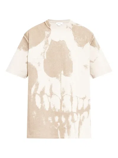 Alexander Mcqueen Skull-print Cotton T-shirt In Gold