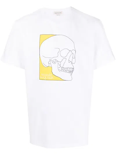 Alexander Mcqueen Crew Neck T-shirt With Skull Print In White