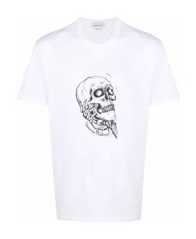 Alexander Mcqueen Skull-print Cotton T-shirt In White