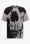 Alexander Mcqueen Skull-print Crewneck T-shirt In Gray