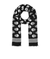 Alexander Mcqueen Skull Print Frayed Scarf In Black