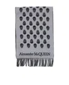Alexander Mcqueen Skull-print Fringed Wool Scarf In Gray