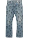 Alexander Mcqueen Jeans Mit Totenkopf-print In Blue