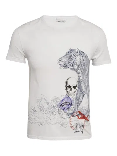 Pre-owned Alexander Mcqueen Skull Print Jersey T-shirt In White