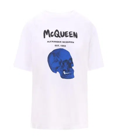 Alexander Mcqueen Skull-print Logo T-shirt In White