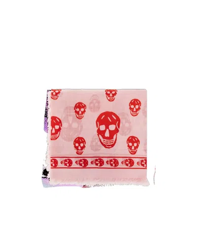 Alexander Mcqueen Skull Print Scarf In Pink