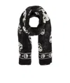 Alexander Mcqueen Men's Skull Printed Raffia Scarf In Black