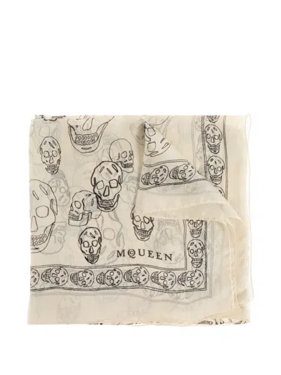 Alexander Mcqueen Skull-print Scarf In Neutral