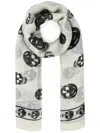 Alexander Mcqueen Classic Skull Silk Scarf In White