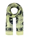 Alexander Mcqueen Skull Print Sheer Silk Scarf In Green