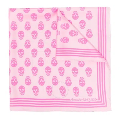 Alexander Mcqueen Skull-print Silk Scarf In Pink