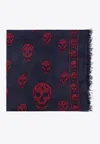Alexander Mcqueen Modal-silk Skull Scarf In Navy