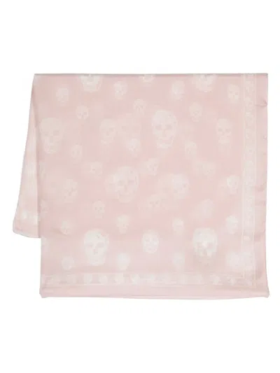Alexander Mcqueen Skull-print Silk Scarf In Pink