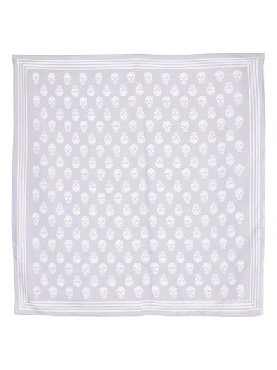 Alexander Mcqueen Skull-print Silk Scarf In Metallic