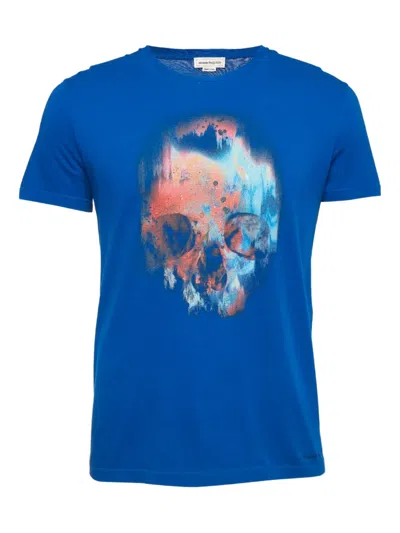 Pre-owned Alexander Mcqueen Skull-print T-shirt In Blue
