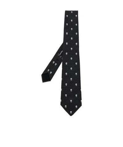 Alexander Mcqueen Skull-print Tie In Black