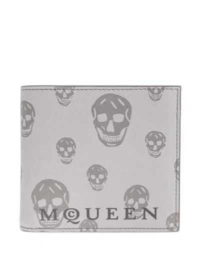 Alexander Mcqueen Skull-print Wallet In Gray
