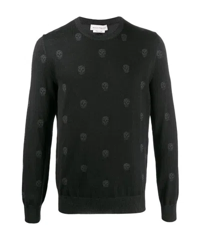Alexander Mcqueen Skull-print Wool Jumper In Black