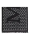 Alexander Mcqueen Multi-logo Wool Scarf With Fringed Edges