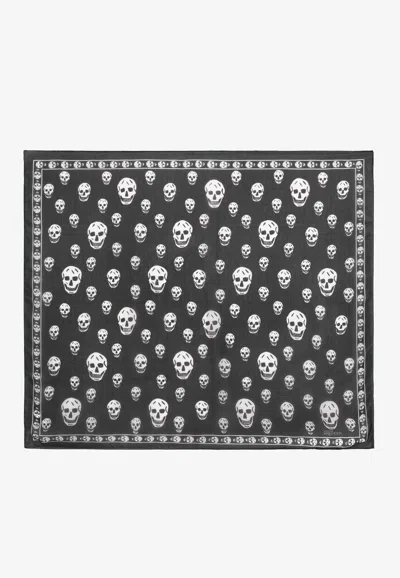 Alexander Mcqueen Skull Print Wool Scarf In Black