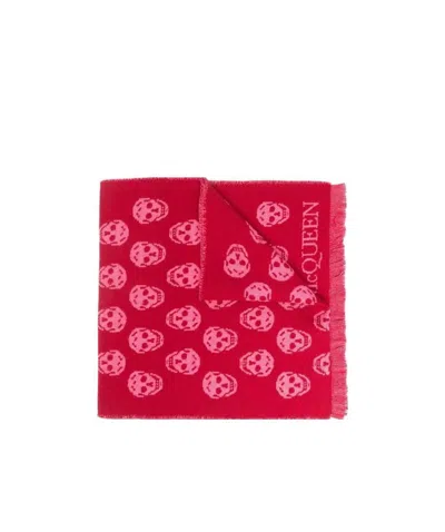 ALEXANDER MCQUEEN SKULL LOGO EMBROIDERED SCARF