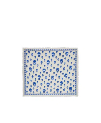 Alexander Mcqueen Skull-print Wool Scarf In White