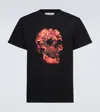 Alexander Mcqueen Wax Flower Skull Printed T-shirt In Black