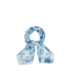 Alexander Mcqueen Skull Printed Frayed-edge Scarf In Blue