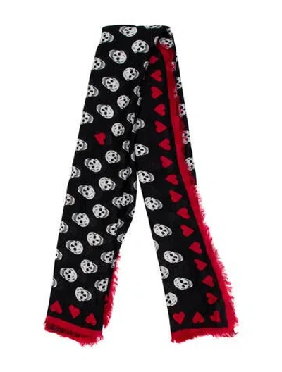 Pre-owned Alexander Mcqueen Skull Printed Scarf In Black