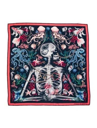 Pre-owned Alexander Mcqueen Skull Printed Scarf In Multi
