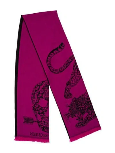 Pre-owned Alexander Mcqueen Skull Printed Scarf In Pink