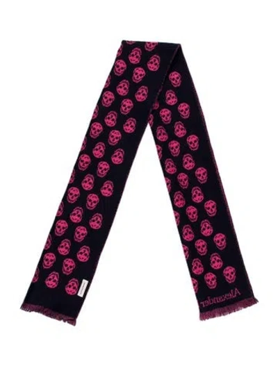 Pre-owned Alexander Mcqueen Skull Printed Scarf In Pink
