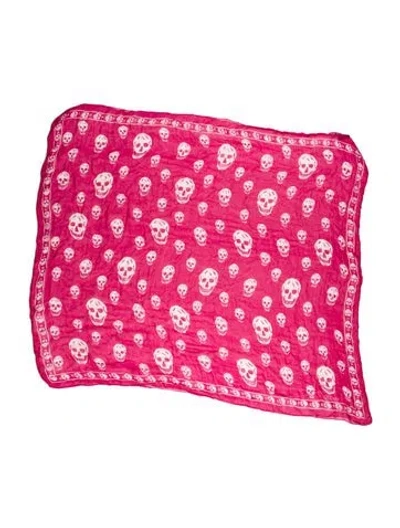 Pre-owned Alexander Mcqueen Skull Printed Scarf In Pink