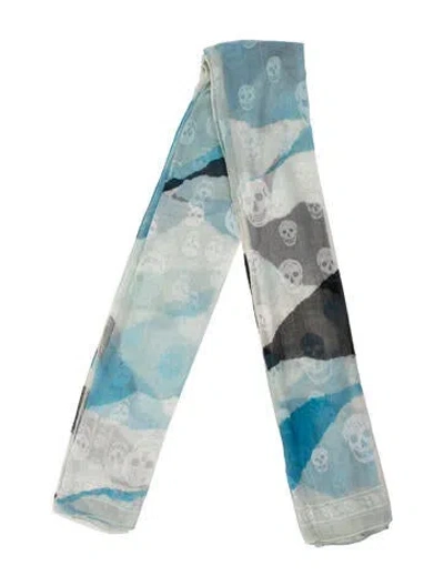 Pre-owned Alexander Mcqueen Skull Printed Shawl In Blue