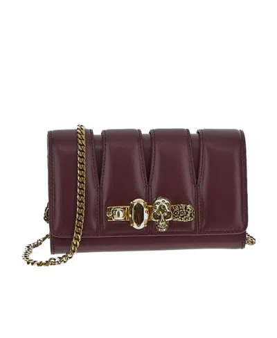 Alexander Mcqueen Skull Quilted Clutch Bag In Red