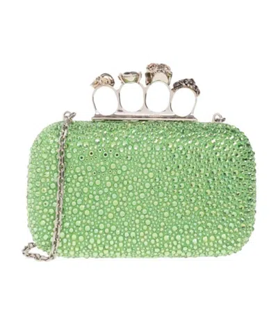 Alexander Mcqueen Skull Rhinestone-embellished Crossbody Bag In Green