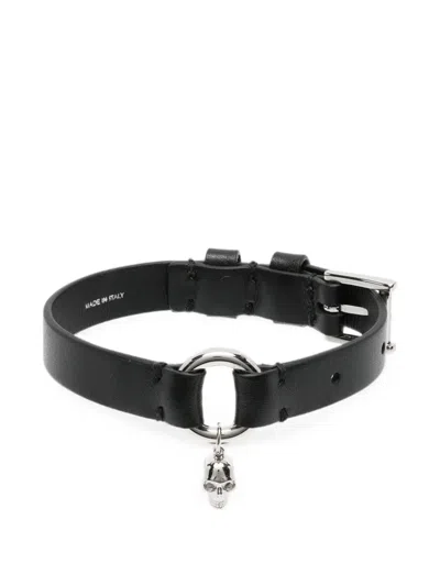 Pre-owned Alexander Mcqueen Skull Ring Bracelet In 黑色