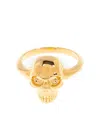 Alexander Mcqueen Polished Gold-tone Ring With Engraved Skull Design In Gold